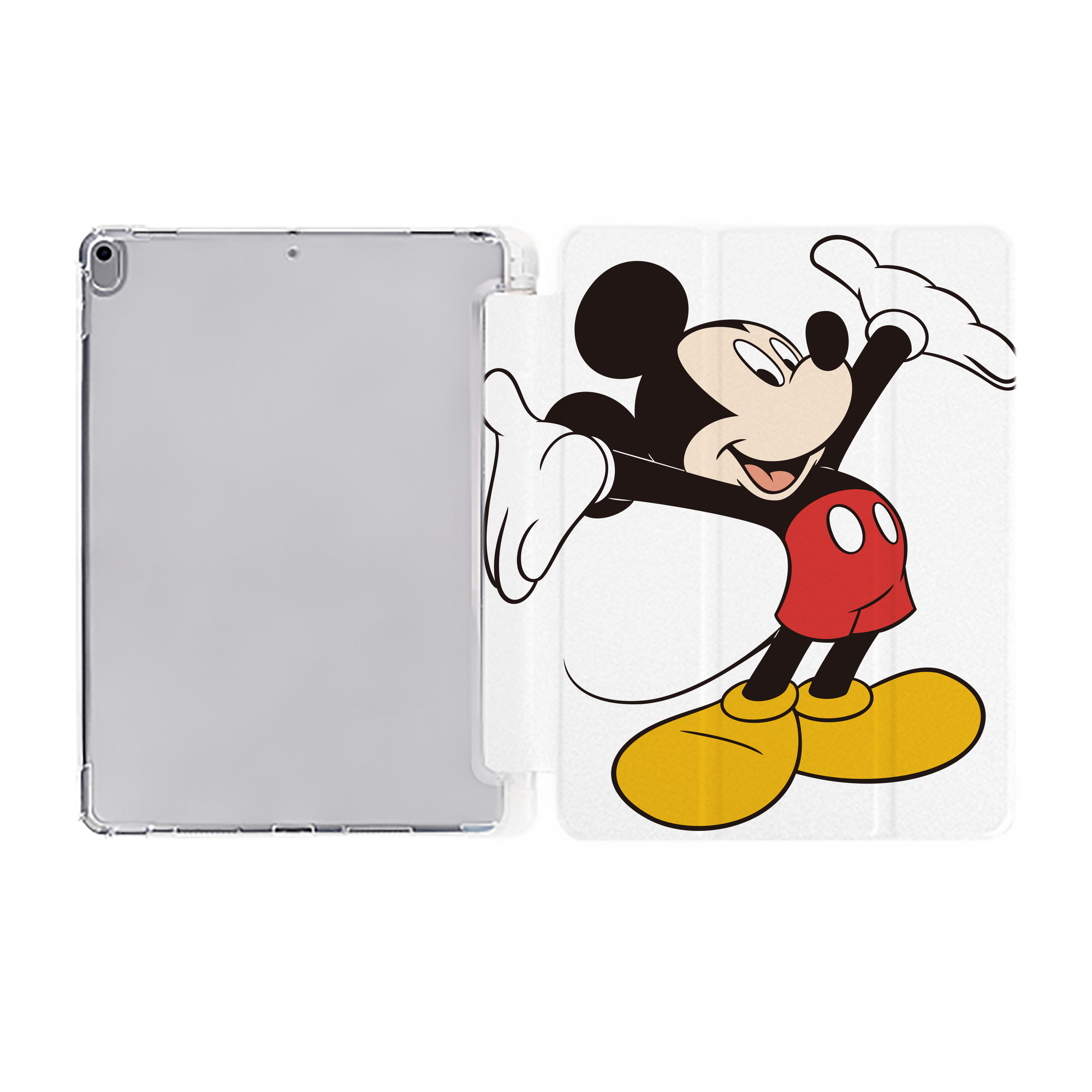 （画像用） ミッキーマウス Mickey Mouse IPad ケース ペン収納付き 三つ折りスタンド PUレザー×シリコン 対応機種9.5/10.5/10.9インチ